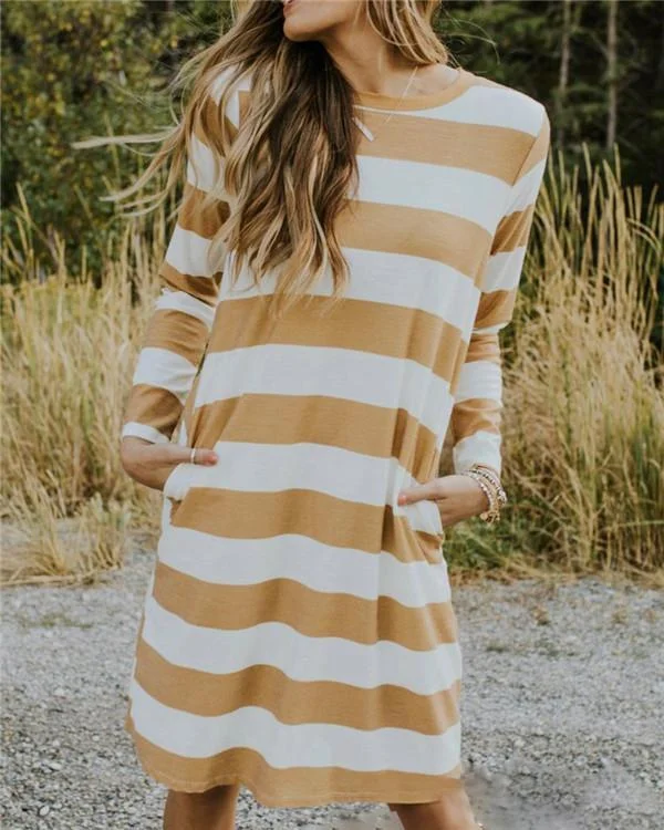 Stripe Women Fashion Summer Holiday Mini Dresses
