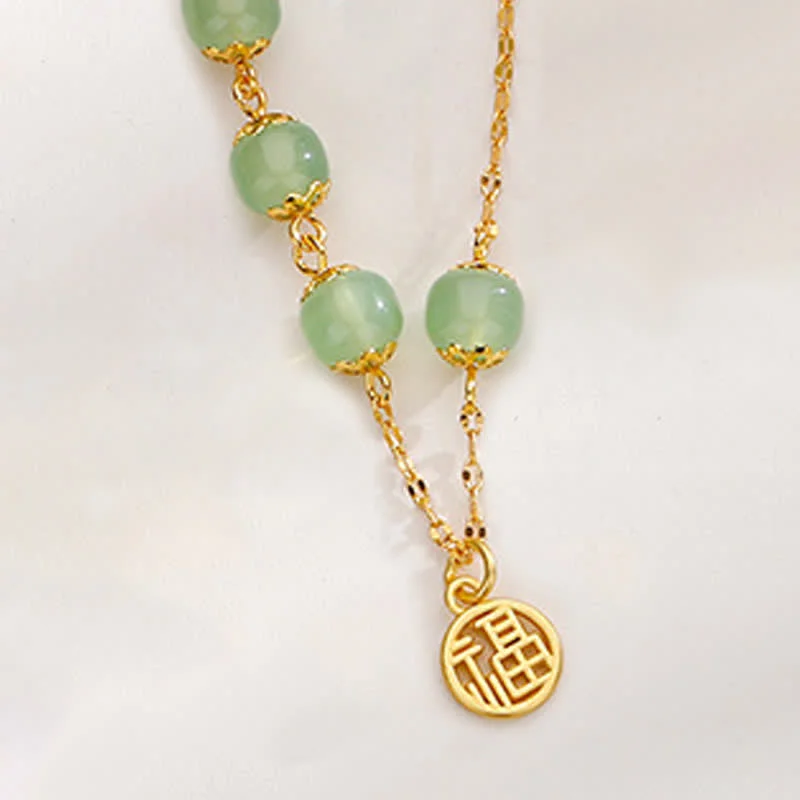 Jade Bead Peace Happiness Prosperity Chain Bracelet