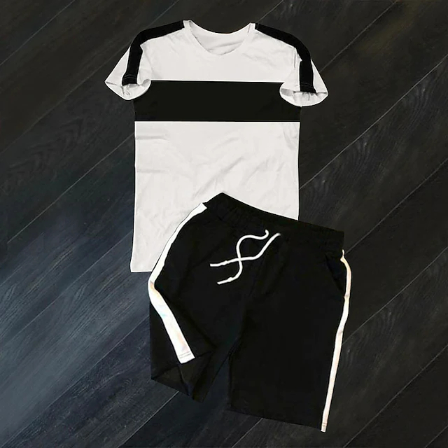 Men's T-shirt Suits Tracksuit Tennis Shirt Shorts and T Shirt Set