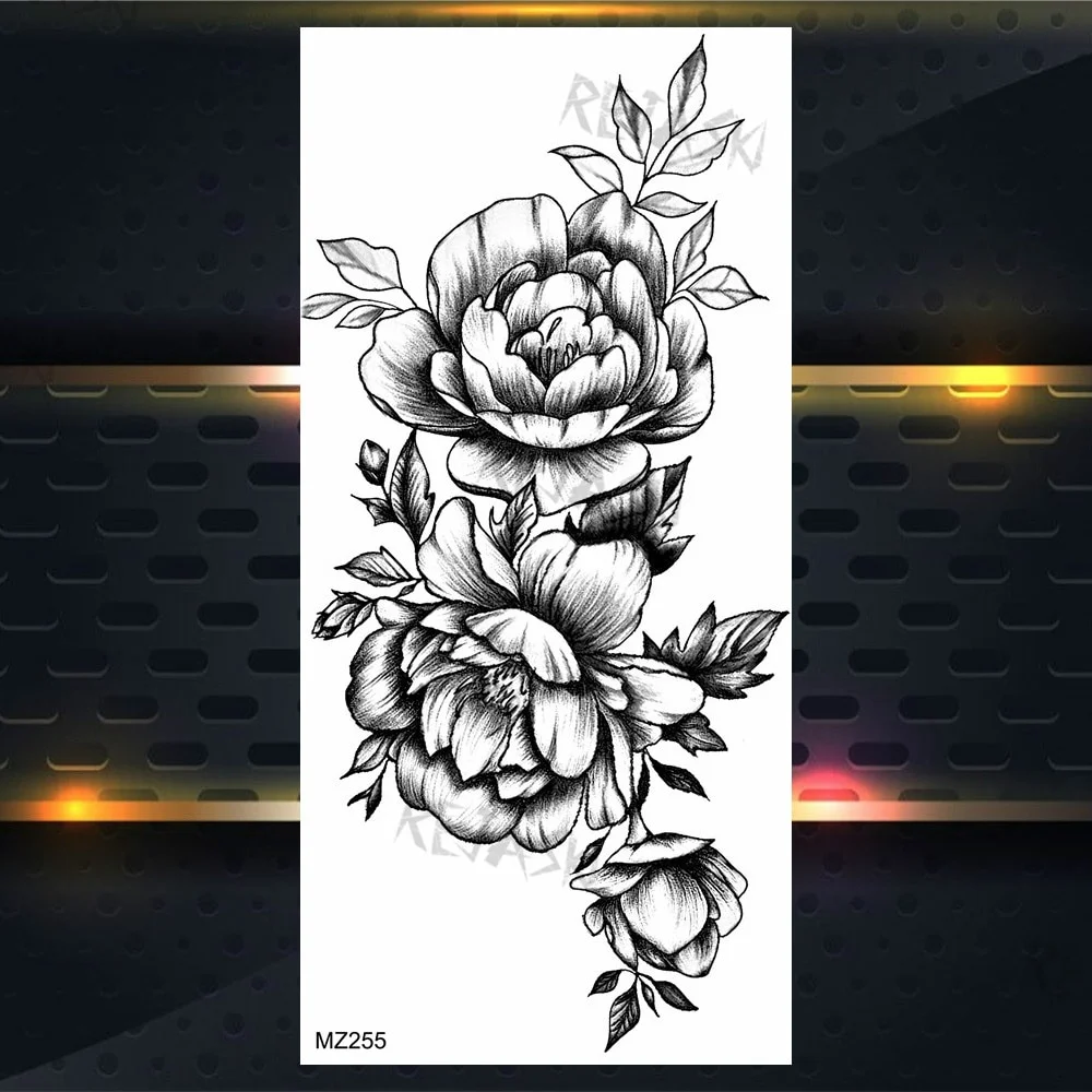 Sdrawing Rose Jewelry Water Transfer Tattoo Stickers Women Body Chest Art Temporary Tattoo Girl Waist Bracelet Flash Tatoos Flower