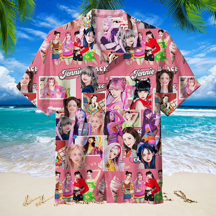 BlackPink Aesthetic Collage|ICE Cream|Unisex Hawaiian Shirt