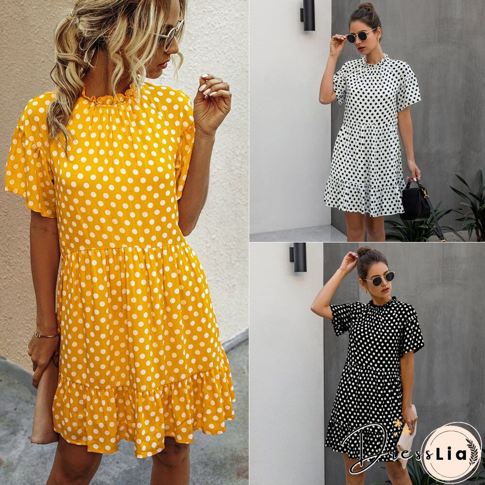 Fashionable Polka Dot Women's Dress For Summer