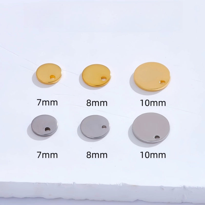 30pcs 7.5mm*13.5mm 1.2mm 304 Stainless Steel Gold Plated Round Machine Barrel Burnishing Pendant Jewelry Accessories