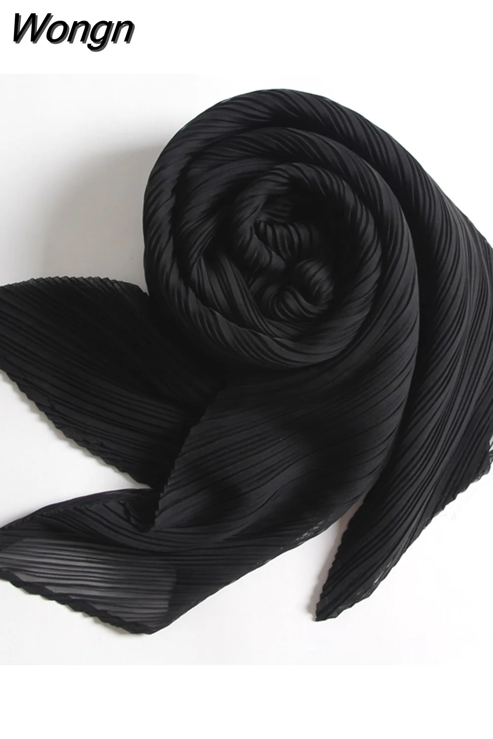 Wongn Pleated Wide Blouses Autumn Winter Cape Windscreen Shawl Shoulder 2023 Designer Korean Scarf Women Long Silk Scarf