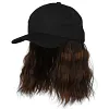 Perruque casquette de baseball 2 en 1 aux cheveux boucl&eacute;s
