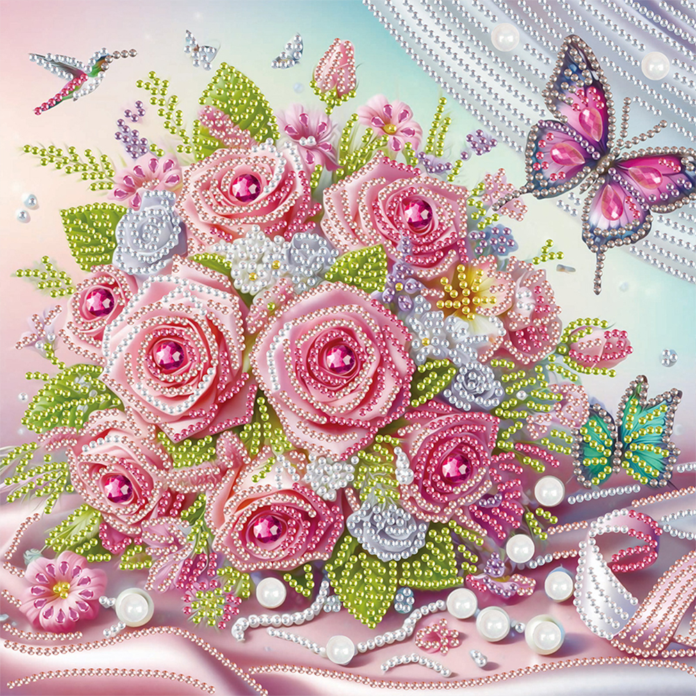 Flower Cluster 30*30cm(canvas) special shaped drill diamond painting