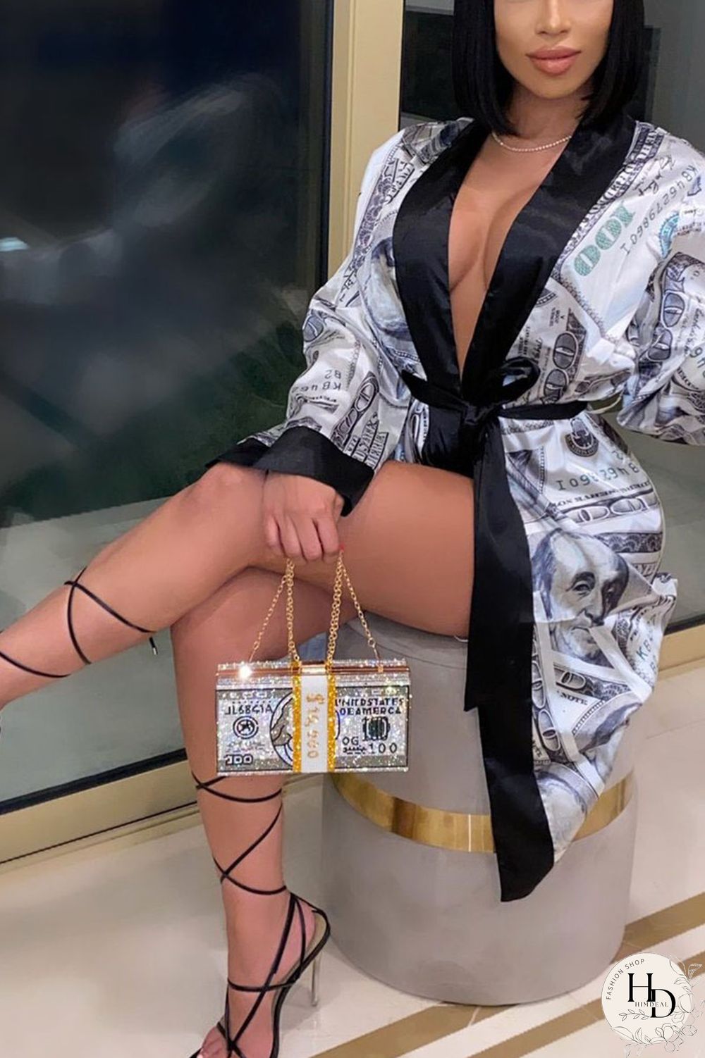 Red Sexy Print Frenulum Outerwear