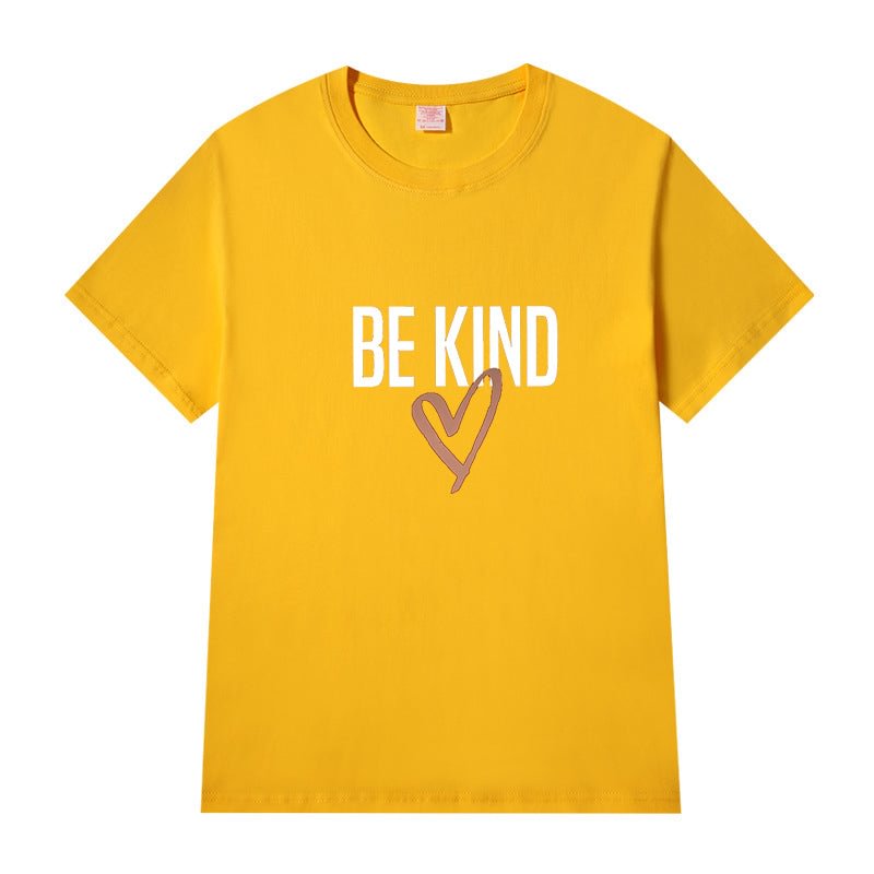 Short Sleeve Crew Neck Be Kind Letter Printed T-shirt