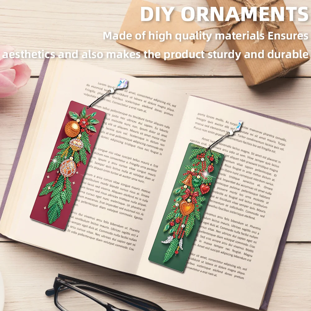 Christmas Tree A5 Size Diamond Painting Notebook Set with 4Pcs Bookmark Gift