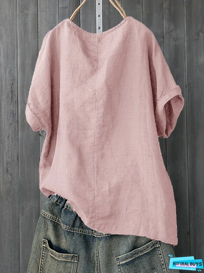 Short-sleeved Casual Breathable Cotton T-shirt for Hippocampal Printing