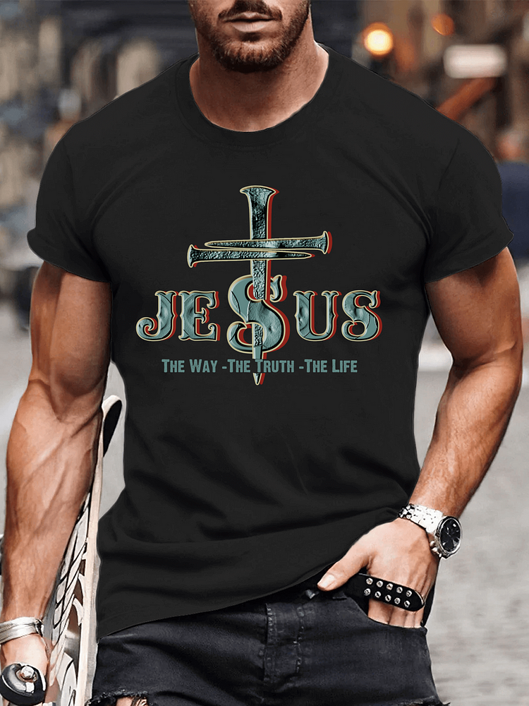 Jesus & Cross & the Way - the Trurh - the Life Men's T-Shirt