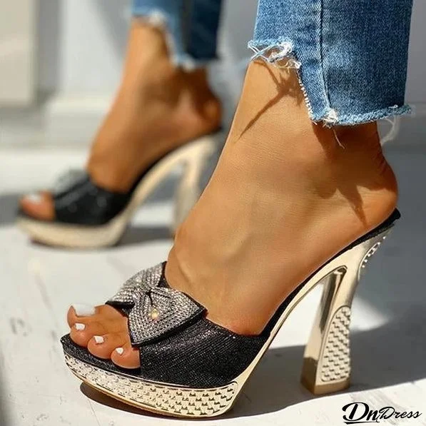 women fashion paillette rhinestone slip on sandals