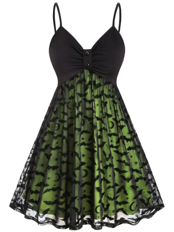 Bat Spaghetti Straps Layered Dress