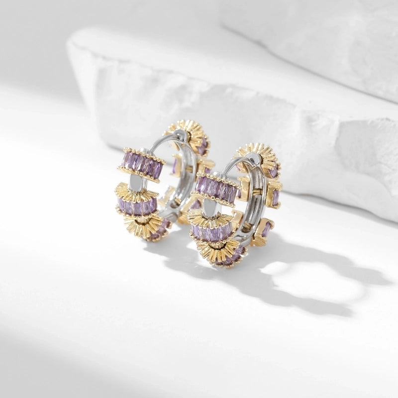 1 Pair Original Design Geometric Copper Zircon Earrings