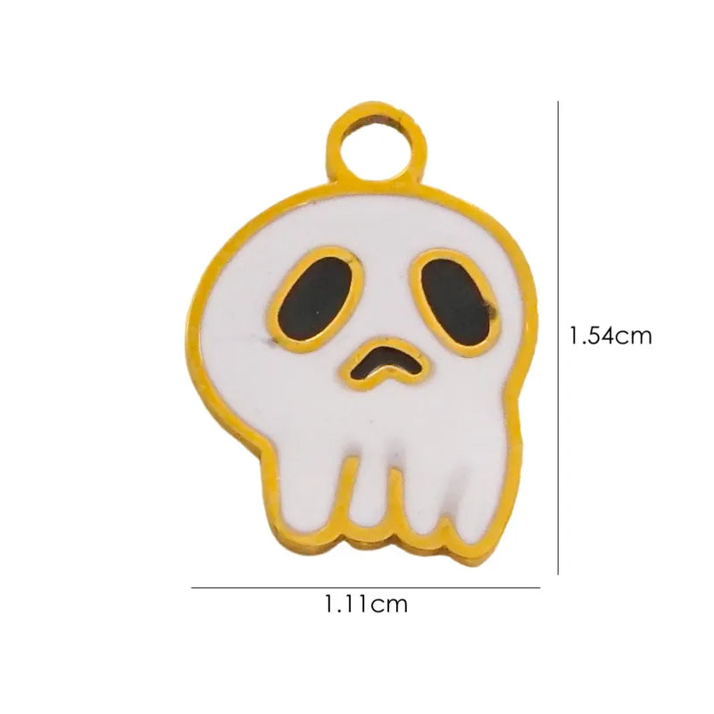 1 Piece 10*14.8mm 8.3*14.8mm 9.1*15.2mm 304 Stainless Steel 14K Gold Plated Pumpkin Skull Grimace Pendant Jewelry Accessories