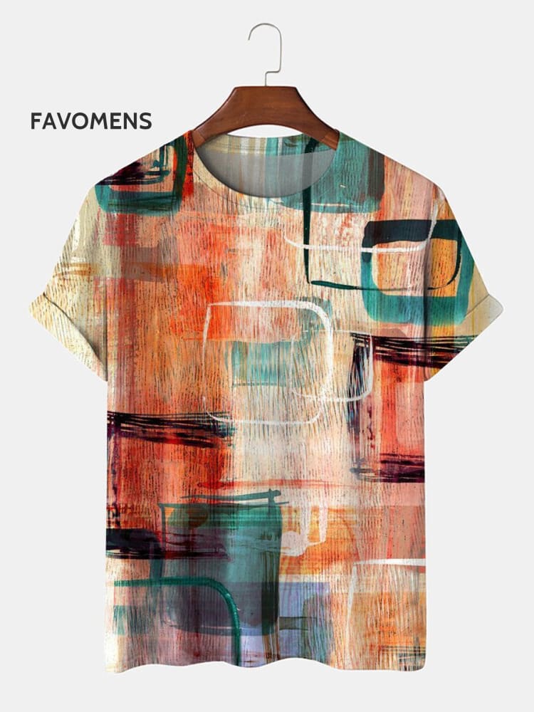 Ethnic Style Painting Decorative Pattern T-Shirt Multicolor / S
