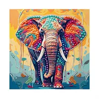 Colorful Elephant Portrait - Pearls Painting