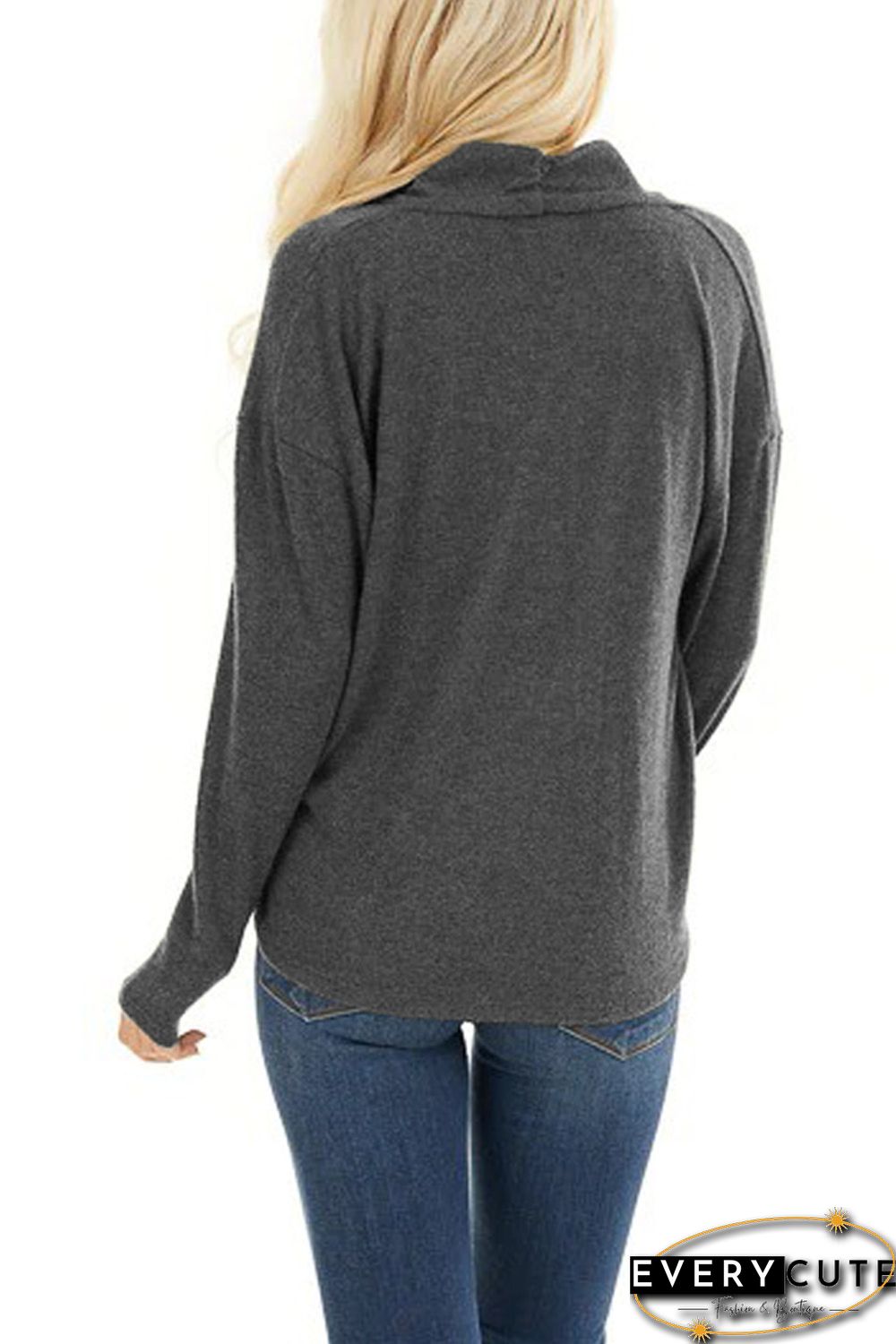 V-Neck Wrap Front Irregular Twist Hem Long Sleeve Top