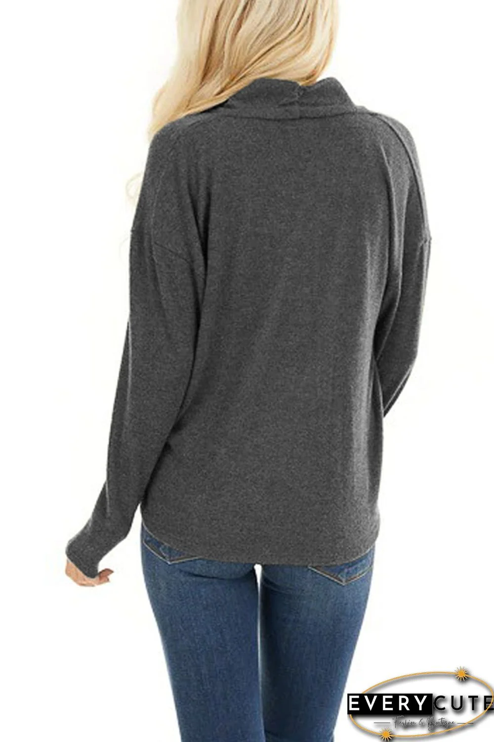 V-Neck Wrap Front Irregular Twist Hem Long Sleeve Top