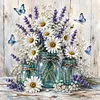 Blue Mason Jars with Daisy-11CT Stamped Cross Stitch 45&times;45cm/17.7&times;17.7in
