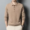 Pure wool sweater Men's casual lapel sweater