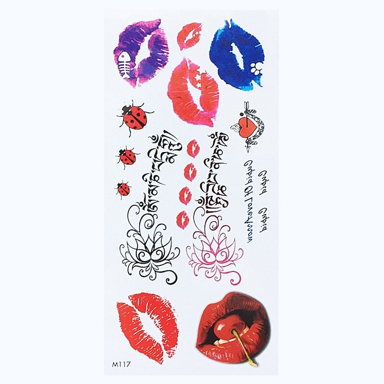 Women's Sexy kiss lip print Tattoos Flash Henna Fake Temporary Waterproof Tattoo Stickers