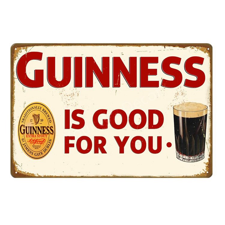 Bière Guinness - Enseigne Vintage Métallique/Enseignes en bois - 20*30cm/30*40cm