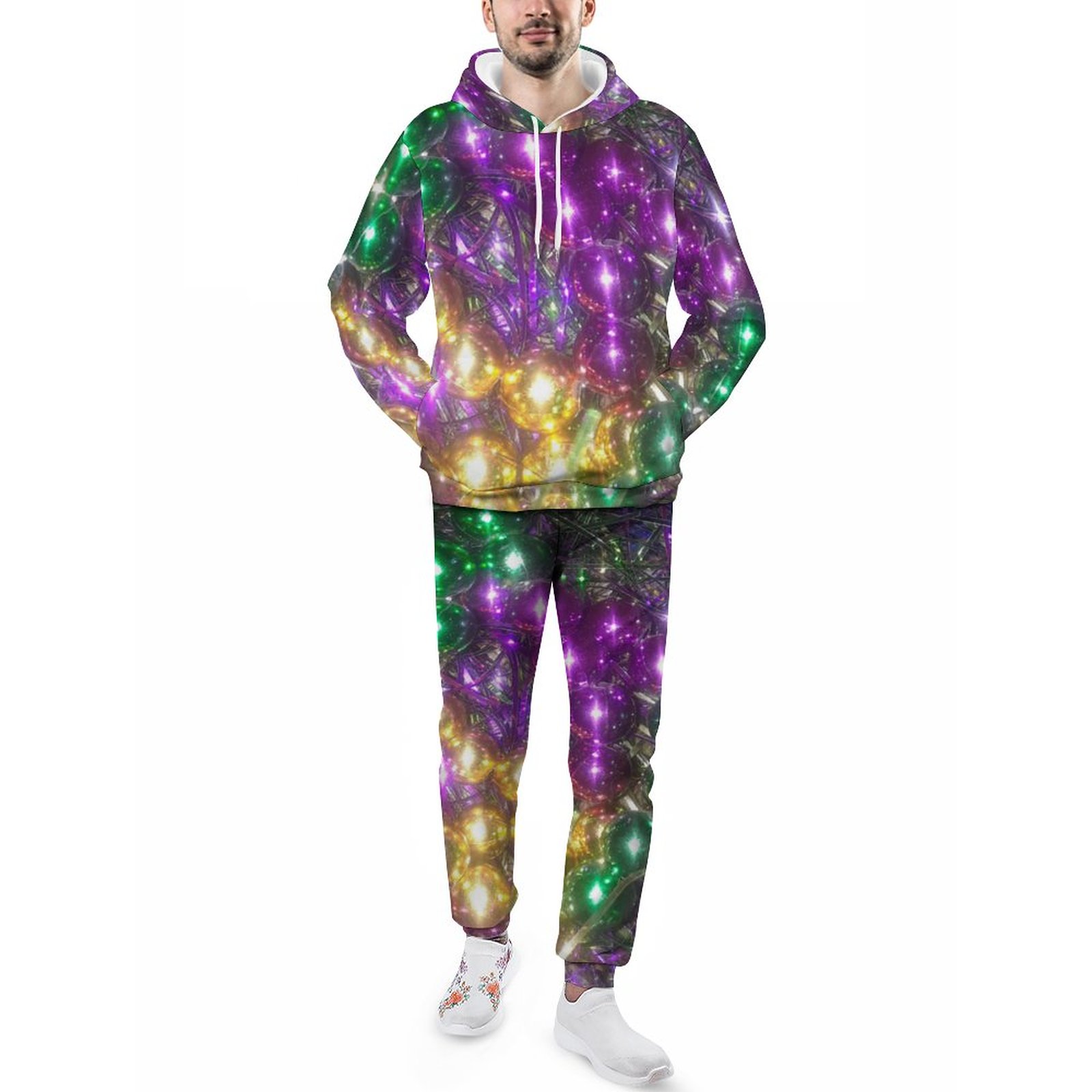Funny Mardi Gras Men's Sweatsuits Set Guys Streetwear Athletic Pullover And Sweatpants Suit Outfit S-5Xl