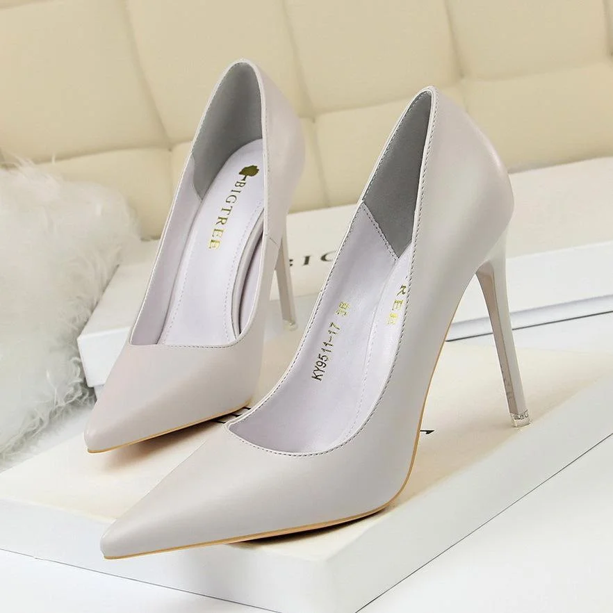 Fashion simple stiletto high-heeled shallow pointy shoes