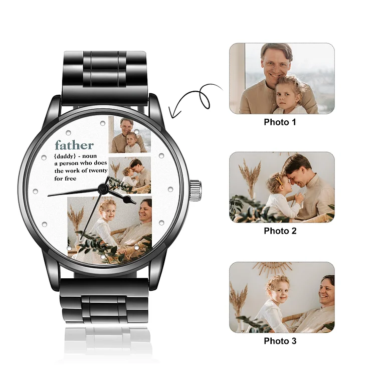 Kettenmachen Herren Personalisierte Fotos Armbanduhr - Vatertag Geschenk