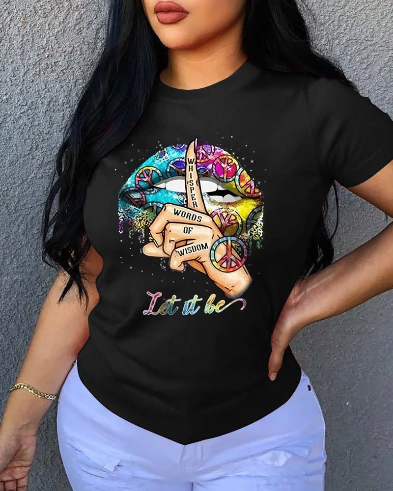 CM.YAYA Women T-shirts Letter Print Short Sleeve O-neck Stretchy T Shirt Tops Female Fashion Streetwear Casual Tees Tops Summer