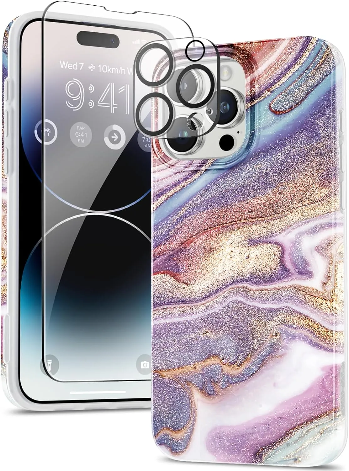 ProCaseMall Protector+Camera Lens Protector iPhone 15 Pro Max Cover (Flowing Sakura/Pink)