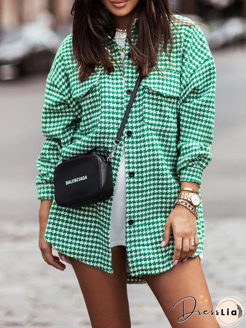 Casual Long Sleeve Double Front Pocket Button Down Shirt