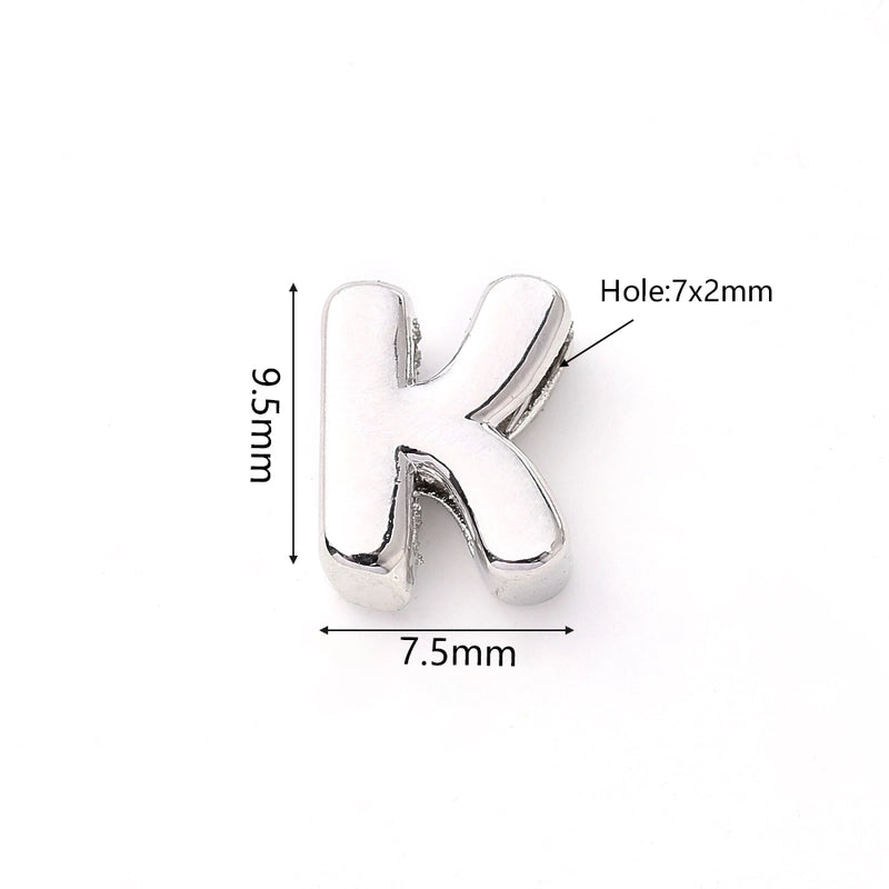 1 Pc/Package 9.5x6mm 9.5×7.5mm 9.5x8mm 7x2mm Copper White Gold Plated Letter Bubble Polished Beads