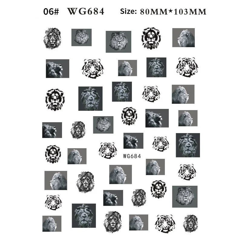 Black White Milk Cow 3D Nail Stickers Butterfly Leopard Adhesive Nail Transfer Decals Sliders Wraps DIY Nail Art Decorations