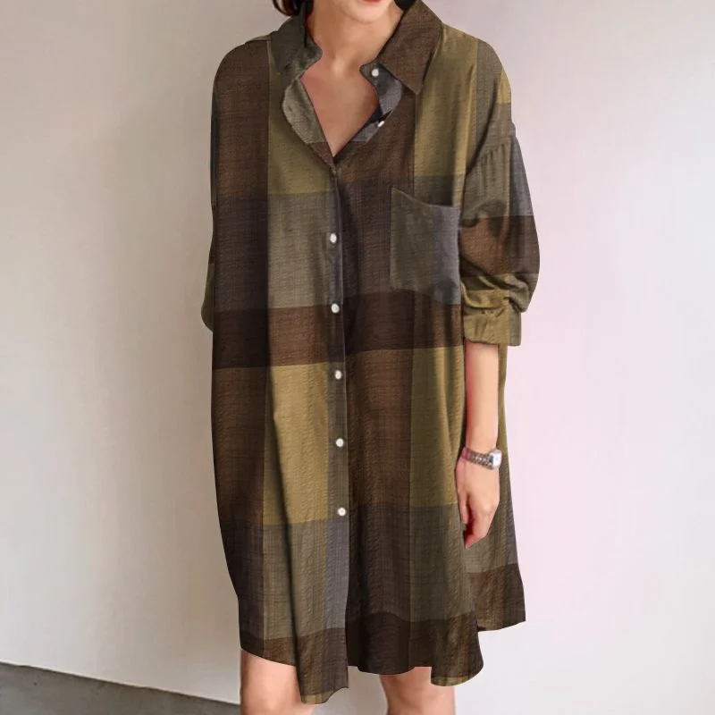 Checked Shirt Dress Long Sleeve Plaid Mini Vestidos Women Summer Sundress ZANZEA 2022 Kaftan Female Casual Floral Robe