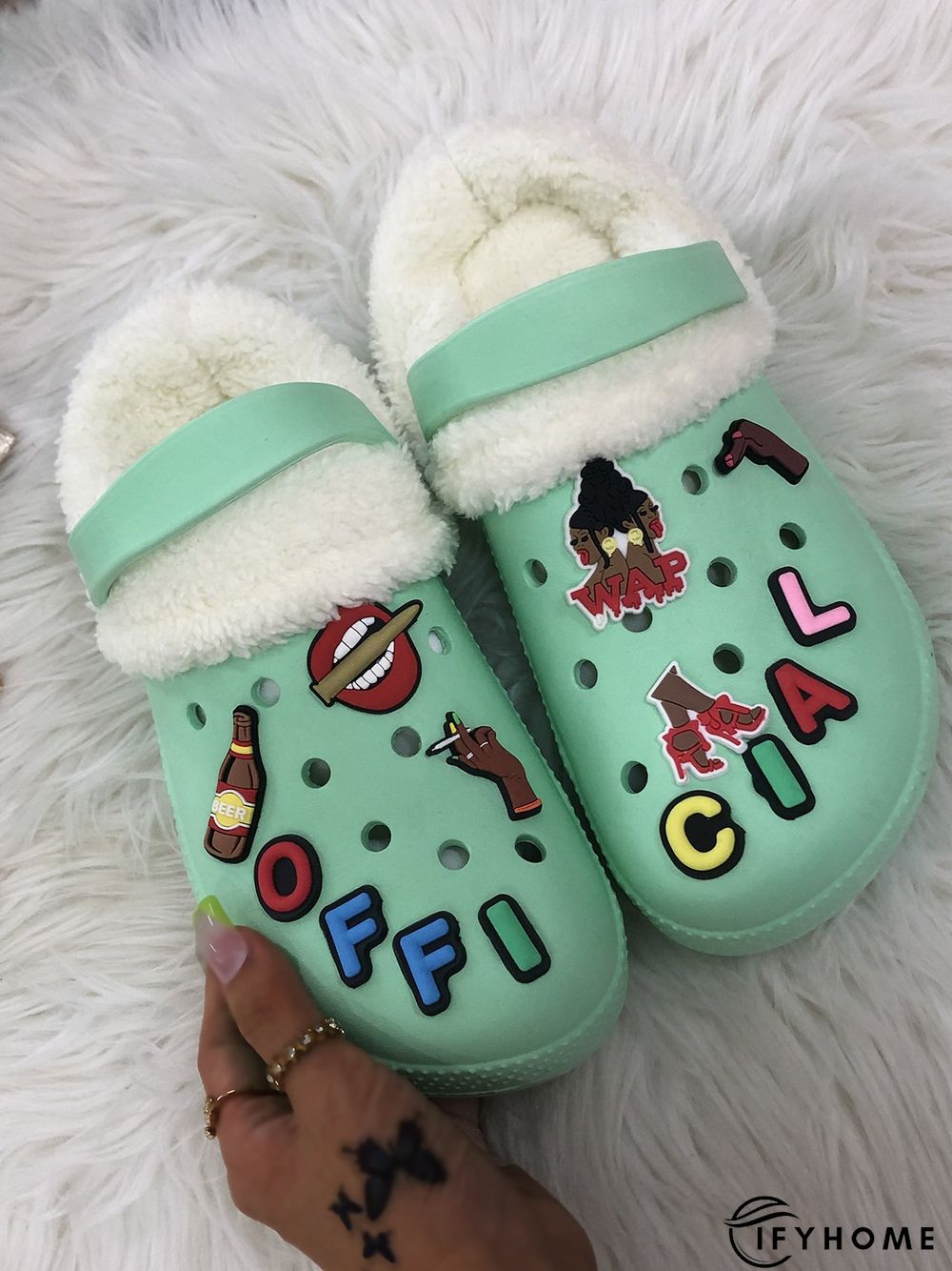 Text Letters Decor Casual EVA Vented Clogs Sandals | IFYHOME