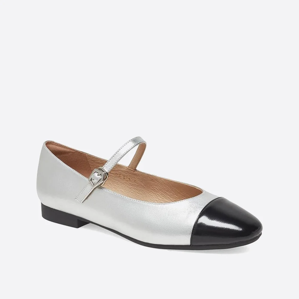 Vintage Color Blocking Flat Elegant Mary Janes