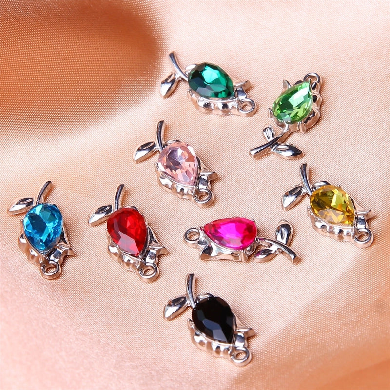 10 PCS/Package 22*10 * 5mm Alloy Artificial Rhinestones Flower Pendant Earring Findings Jewelry Accessories