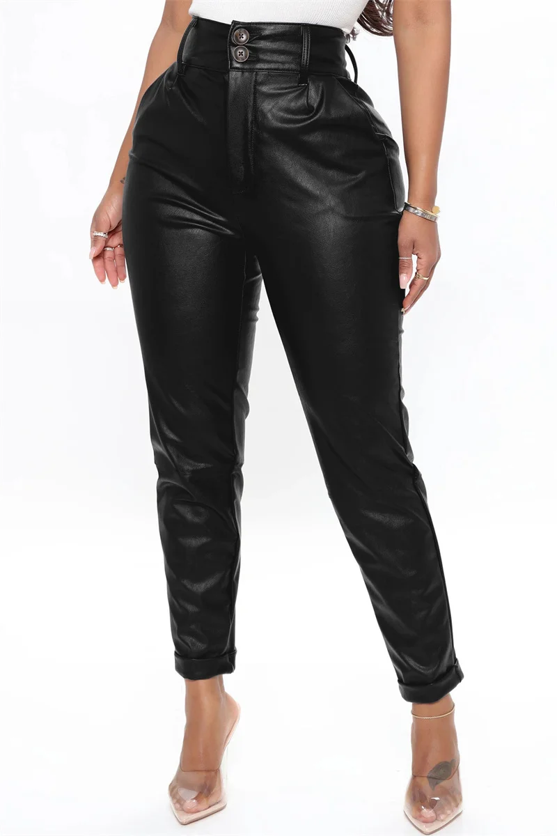 Black Fashion Casual Solid Split Joint Skinny High Waist Pencil Trousers