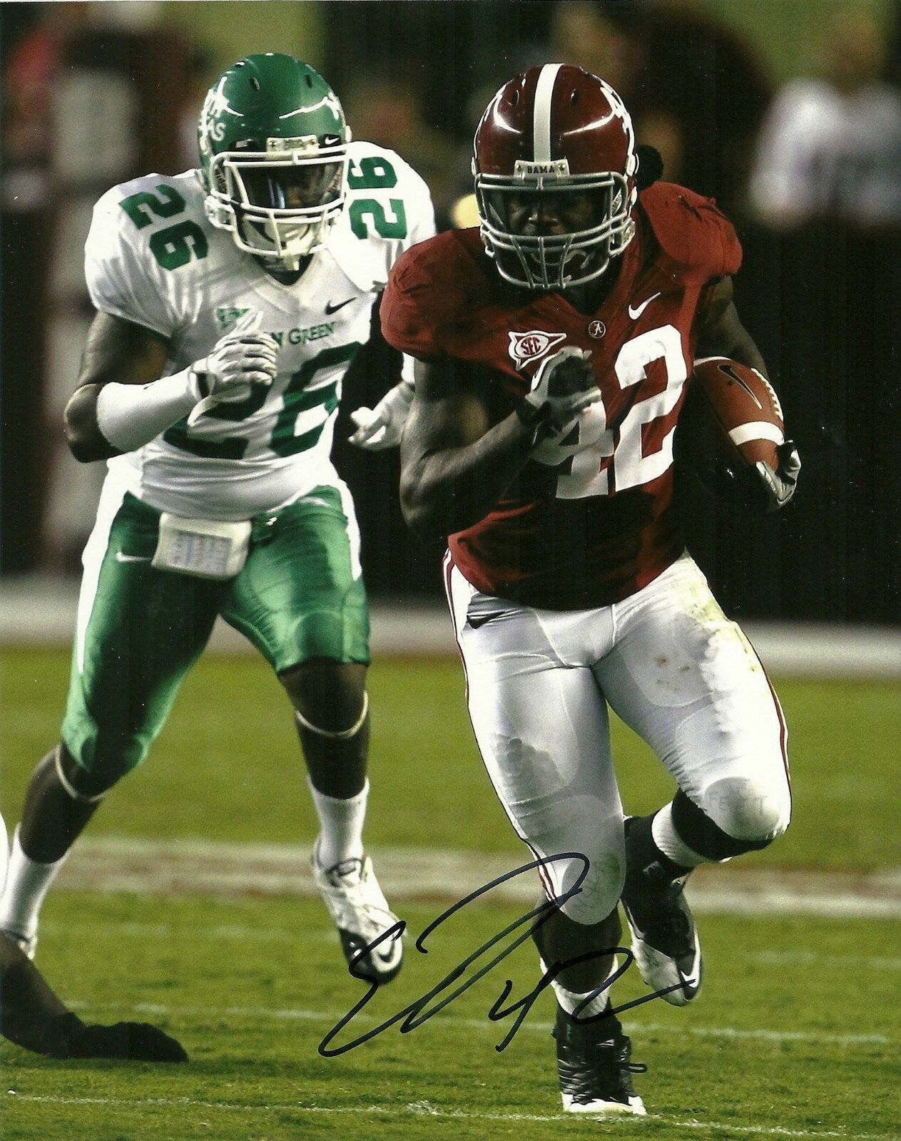 GREEN BAY PACKERS EDDIE LACY HAND SIGNED ALABAMA CRIMSON TIDE 8X10 Photo Poster painting COA