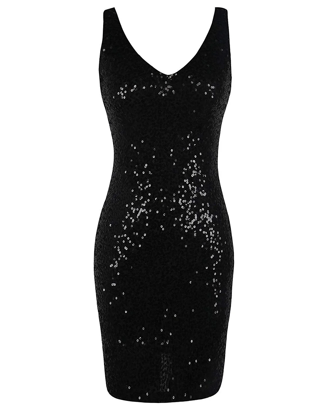Women's Glitter dress Sequin Cocktail Dress V Neck Bodycon Glitter Party Dress