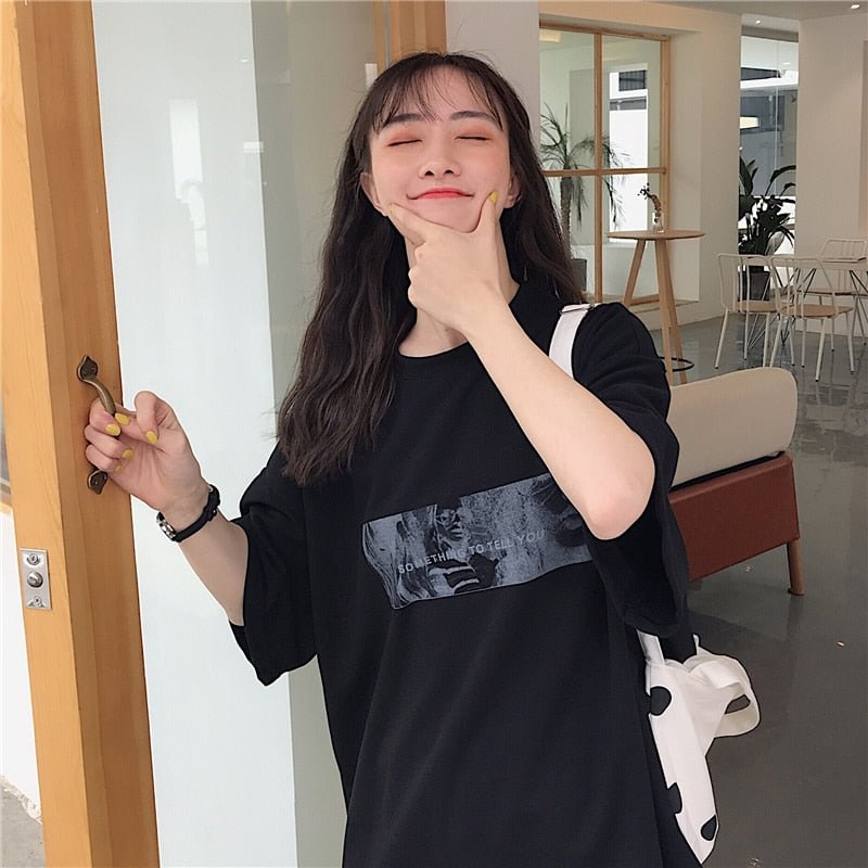 T-shirts Women Printed Korean Style All-match Trendy Simple Womens Daily Short Sleeve High Quality Hot Sale Harajuku 2020 New