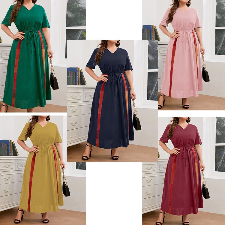 Plus Size Solid Dress Round Neck Casual Dresses