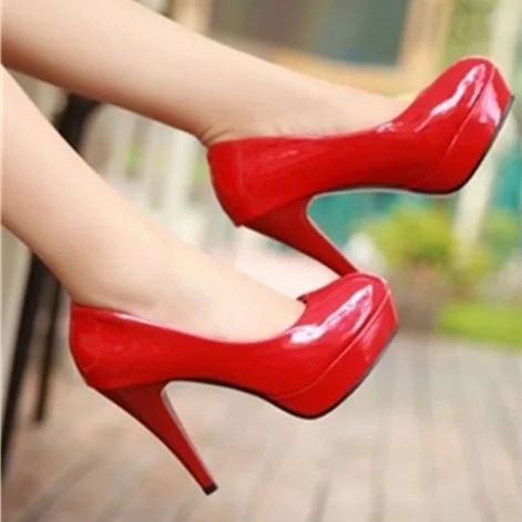 Custom Red Patent Leather Sexy Pumps Vdcoo