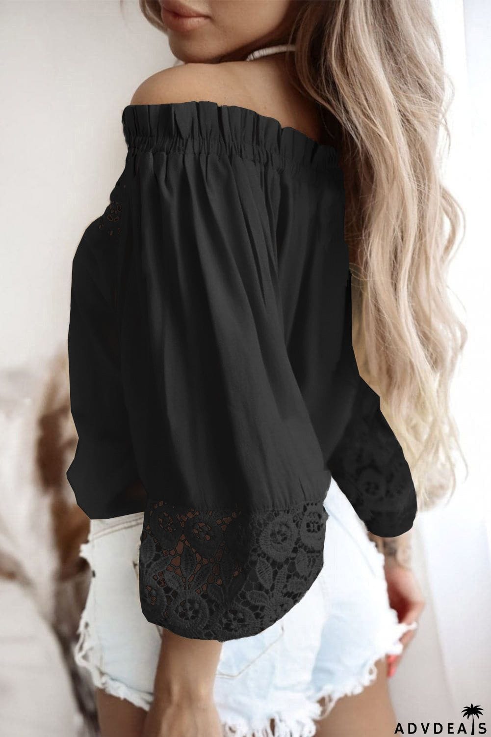 Crochet Hollow-out Off-shoulder Blouse