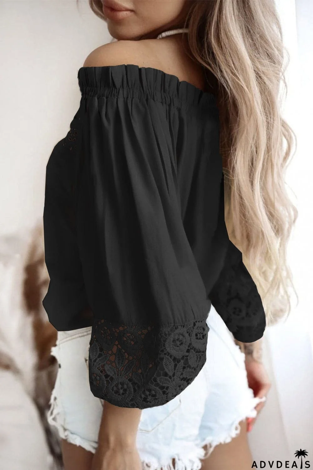 Crochet Hollow-out Off-shoulder Blouse