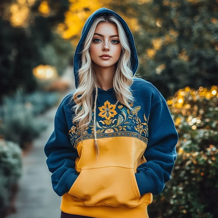 Women's Ukraine Floral Ethnic Embroidered Art Hoodie