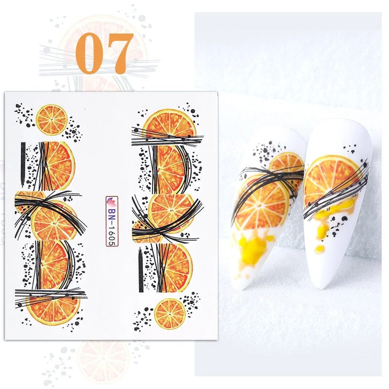 1PC Summer Fruits 3D Nail Sticker Watermelon/Strawberry/Avocado Water Decals Slider For Manicure DIY Nail Art Decoration