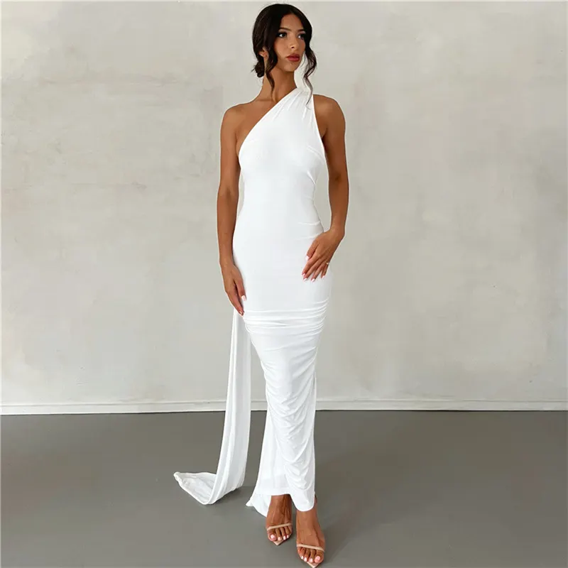 Uveng Uveng New Summer Women's Dress Sexy Back Hanging Neck Bag Hip Slim Evening Dress Dress Woman
